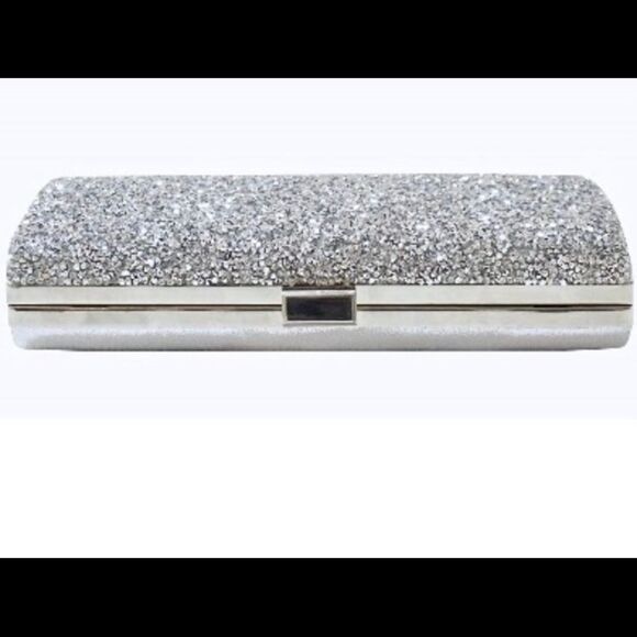 Silver Rhinestone Evening Clutch Bag with short and long strap - Picture 8 of 11